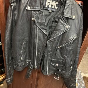 FMC Men's Black Leather Motorcycle Jacket